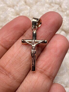 14K Two Tone Gold Crucufix Pendant